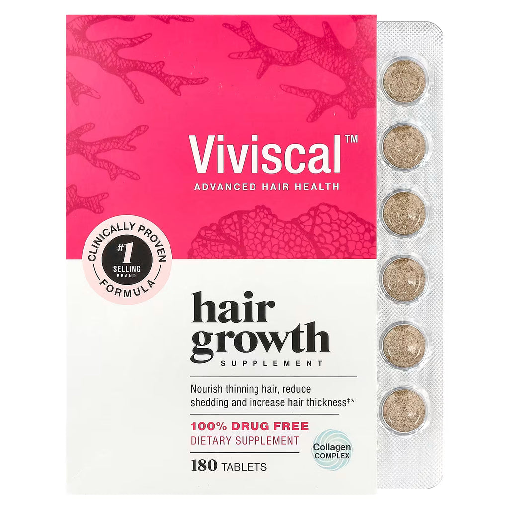 VIVISCAL, Hair Growth Supplement, 180 Tablets, 3 Month Supply.