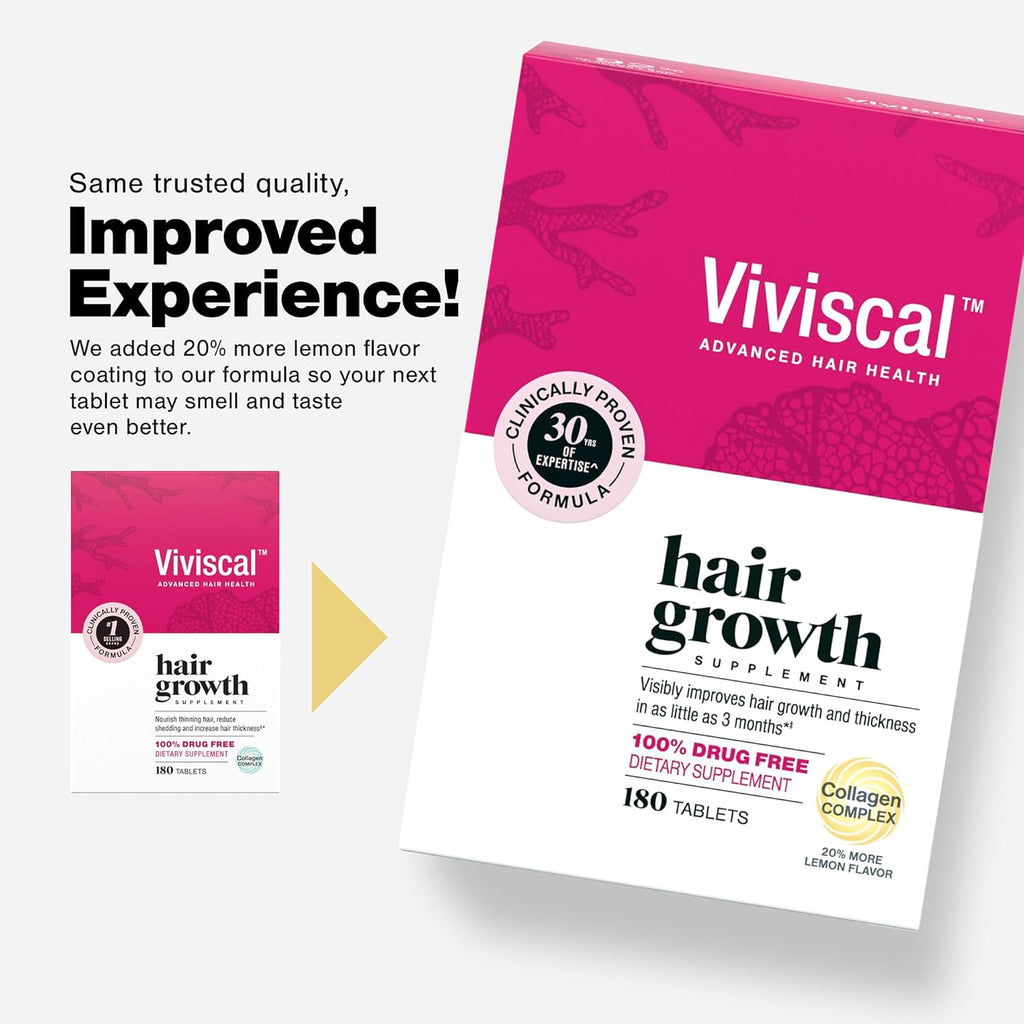 VIVISCAL, Hair Growth Supplement, 180 Tablets, 3 Month Supply.