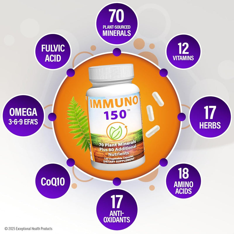 5 BOTTLES IMMUNO 150 THE ULTIMATE MULTI VITAMIN, IMMUNE BOOSTER. 150 CAPSULES