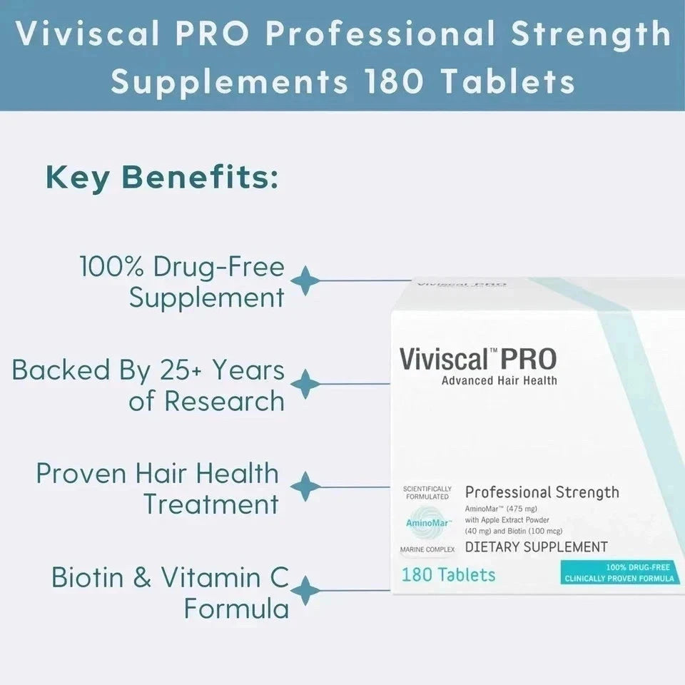 VIVISCAL PRO, ( 2 Pack ) PROFESSIONAL Hair Growth 180 tablets pills